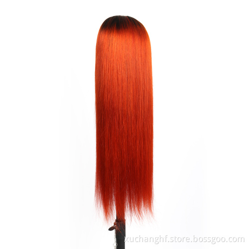Straight Hair Wig Ombre 1B Orange Lace Front Wigs 180% Brazilian Remy Hair Ombre Ginger Orange Human Hair Wigs